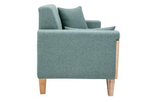 Canapé scandinave 3 places en tissu vert de gris et bois clair FJORD