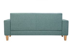Canapé scandinave 3 places en tissu vert de gris et bois clair FJORD