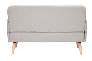 Divano scandinavo 2 posti in tessuto effetto velluto testurizzato beige e legno chiaro ISKO