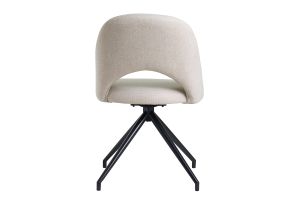 Chaise pivotante 360° en tissu effet velours texturé beige et métal noir COSETTE