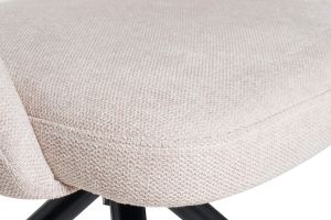 Chaise pivotante 360° en tissu effet velours texturé beige et métal noir COSETTE