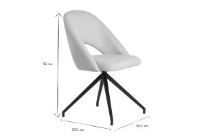 Chaise pivotante 360° en tissu effet velours texturé beige et métal noir COSETTE