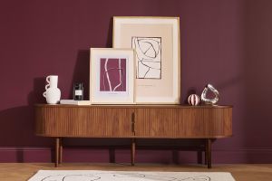 Meuble TV vintage bois foncé noyer avec rangements 2 portes coulissantes L180 cm EPIC