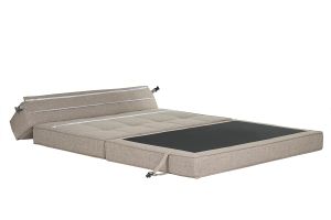 Chauffeuse 2 places convertible en tissu taupe KATY