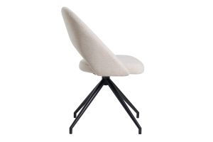 Sedia girevole 360° in tessuto effetto velluto testurizzato beige e metallo nero COSETTE