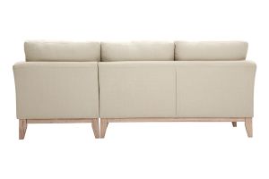 Canapé d'angle droit déhoussable 4 places en tissu beige et bois clair OSLO