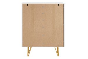 Buffet haut design gravé blanc mat et métal doré 4 portes L86 cm OZEN