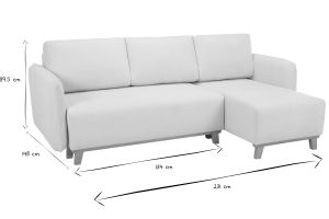 Canapé d'angle convertible et réversible 3-4 places en tissu effet velours beige et bois clair ROMANE