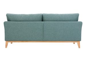 Canapé scandinave déhoussable 3 places en tissu vert de gris et bois clair OSLO