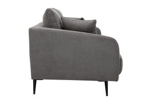 Canapé design 3 places en tissu effet velours gris et métal noir JERRY