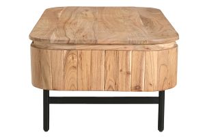 Table basse avec rangements en bois massif et métal noir 4 tiroirs L115 cm NAPOLI