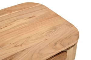 Table basse avec rangements en bois massif et métal noir 4 tiroirs L115 cm NAPOLI
