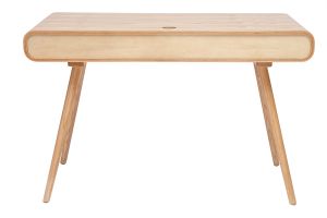 Bureau avec rangement vintage en bois clair et cannage L120 cm OLYMPE