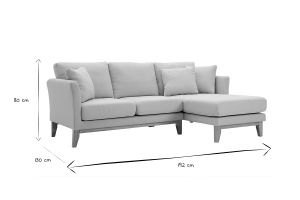 Canapé d'angle droit déhoussable 4 places en tissu beige et bois clair OSLO