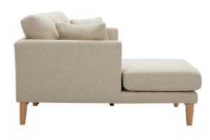Canapé d'angle gauche scandinave en tissu beige déhoussable et bois clair 3-4 places OSLO