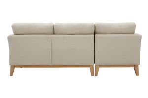 Canapé d'angle gauche scandinave en tissu beige déhoussable et bois clair 3-4 places OSLO