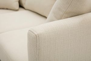 Canapé d'angle gauche scandinave en tissu beige déhoussable et bois clair 3-4 places OSLO