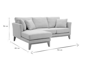Canapé d'angle gauche scandinave en tissu beige déhoussable et bois clair 3-4 places OSLO