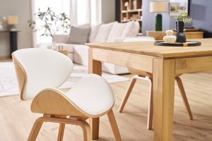 Chaise design blanc et bois clair WALNUT