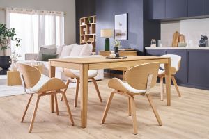 Chaise design blanc et bois clair WALNUT