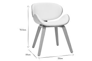Chaise design blanc et bois clair WALNUT