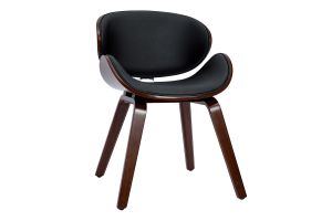 Chaise design noir et bois foncé noyer WALNUT