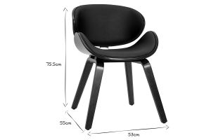 Chaise design noir et bois foncé noyer WALNUT