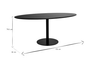 Table à manger design noire ovale L170 cm HALIA