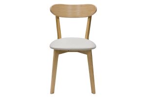Chaises vintage en bois clair chêne et tissu beige (lot de 2) DOVE