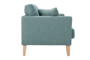 Canapé scandinave déhoussable 2 places en tissu vert de gris et bois clair OSLO