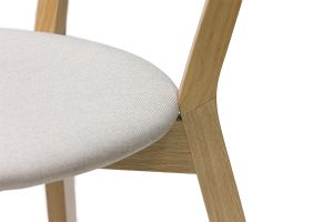 Chaises vintage en bois clair chêne et tissu beige (lot de 2) DOVE