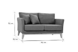 Canapé scandinave déhoussable 2 places en tissu vert de gris et bois clair OSLO
