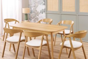 Table extensible rallonges intégrées rectangulaire en bois clair chêne L160-210 cm ANK