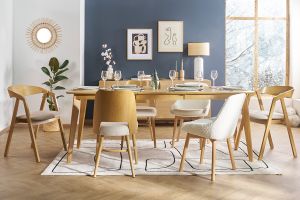 Tapis rectangulaire motif line art blanc cassé et noir 160 x 230 cm TIANA