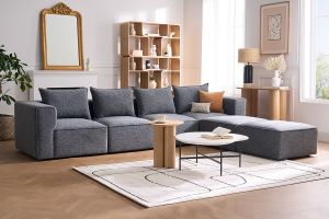 Tapis rectangulaire motif line art blanc cassé et noir 160 x 230 cm TIANA