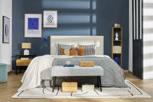 Tapis rectangulaire motif line art blanc cassé et noir 160 x 230 cm TIANA