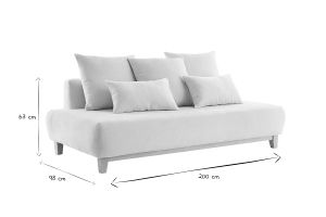 Canapé 3 places en tissu effet velours texturé beige et bois clair L200 cm ODEON