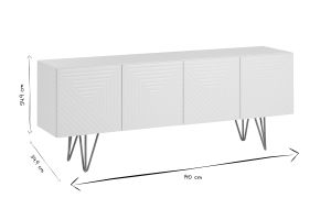 Meuble TV design gravé blanc et métal doré L140 cm OZEN