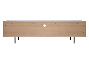 Meuble TV design avec rangements finition bois clair chêne et métal noir L180 cm ALASKA