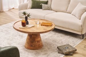Table basse ronde en bois massif D80 cm MATERA