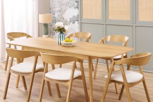 Table extensible rallonges intégrées rectangulaire en bois clair chêne L160-210 cm ANK