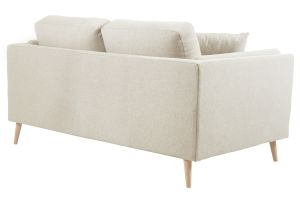 Canapé scandinave 2 places en tissu beige naturel et bois clair VOGUE