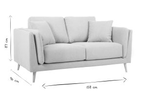 Canapé scandinave 2 places en tissu beige naturel et bois clair VOGUE