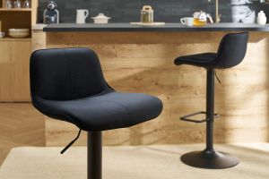 Tabourets de bar réglables pivotants 360° noirs en tissu velours et métal (lot de 2) BOOST