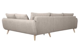 Canapé d'angle droit scandinave 5 places en tissu beige et bois clair CREEP