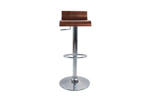 Tabourets de bar design bois foncé noyer et acier chromé (lot de 2) SURF V2