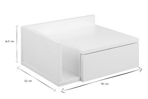 Comodino pensile bianco con cassetto NASTY