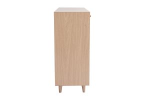 Meuble d'entrée -  meuble de rangements à chaussures finition bois clair chêne et métal doré L110 cm SILVESTRE