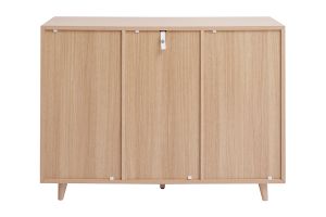 Meuble d'entrée -  meuble de rangements à chaussures finition bois clair chêne et métal doré L110 cm SILVESTRE