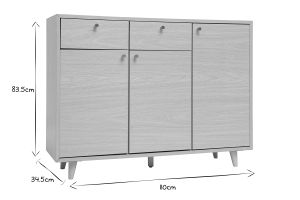 Meuble d'entrée -  meuble de rangements à chaussures finition bois clair chêne et métal doré L110 cm SILVESTRE